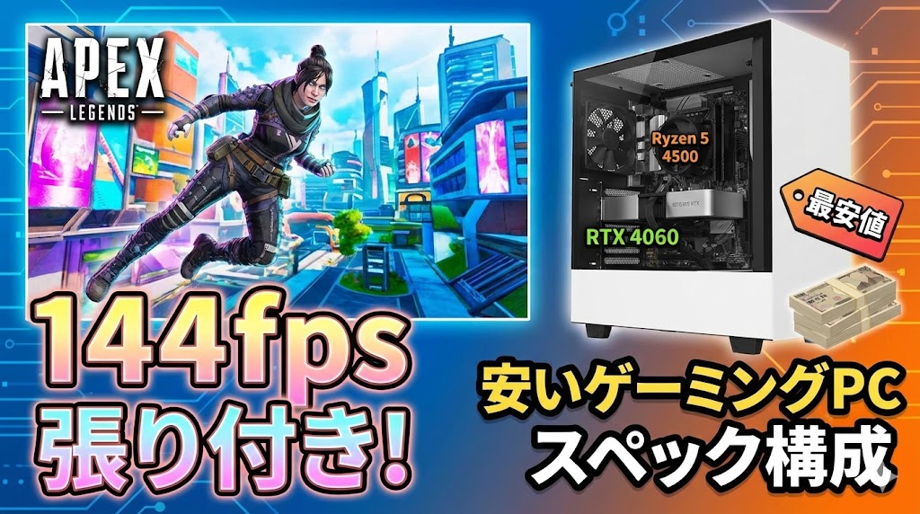 APEXで144fps張り付き！最安値で買える安いゲーミングPCスペック構成