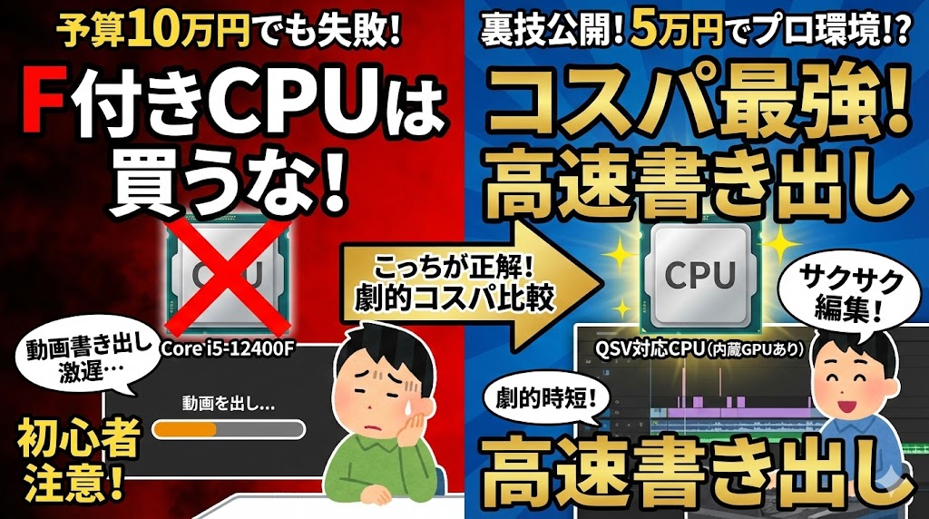 動画編集PC、予算10万円で「F付きCPU」は買うな！初心者が5万円でプロ環境を手に入れる裏技【コスパ最強】