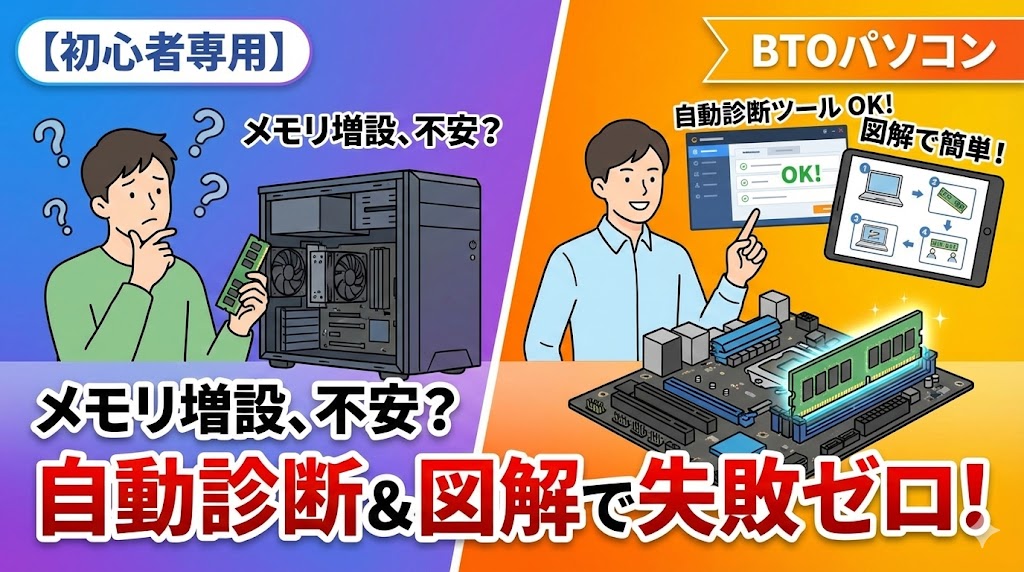 【初心者専用】BTOパソコンのメモリ増設｜自動診断ツールと図解で「失敗ゼロ」へ
