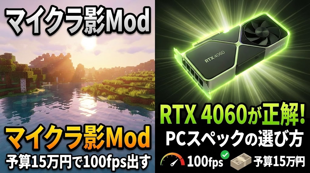 マイクラ影Modは「RTX 4060」が正解！予算15万円で100fps出すPCスペックの選び方