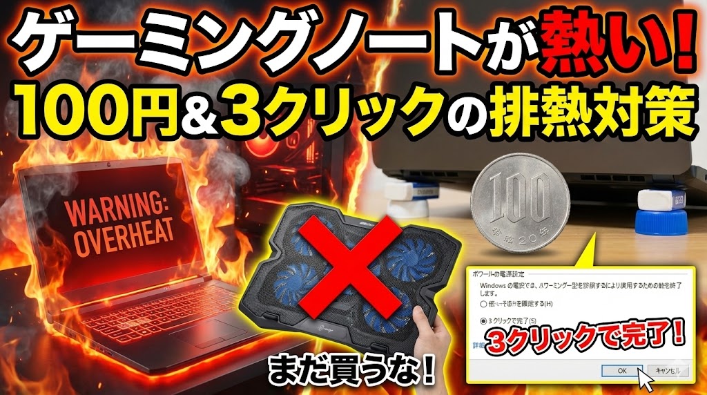 ゲーミングノートが熱い！冷却台を買う前に試す「100円＆3クリック」の排熱対策