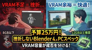 Blender 4.x対応｜予算25万円で選ぶ「挫折しない」3DCG用PCスペック。VRAM容量が成否を分ける理由